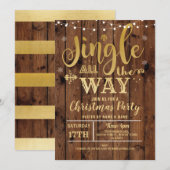 Jingle All The Way Christmas Party Feestdagen Gold Kaart (Voorkant / Achterkant)