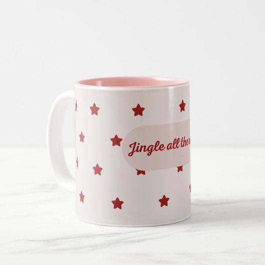 “Jingle All the Way” Cozy Christmas Mug Tweekleurige Koffiemok (Voorkant links)