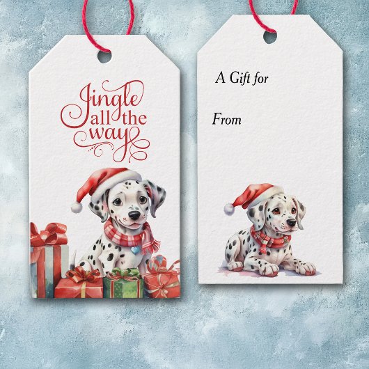Jingle All The Way Dalmatische Puppy Kerstmis Cadeaulabel