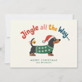 Jingle All the Way – Dog Sweater Funny Non Photo Feestdagenkaart (Voorkant)