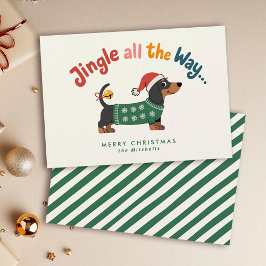 Jingle All the Way – Dog Sweater Funny Non Photo Feestdagenkaart
