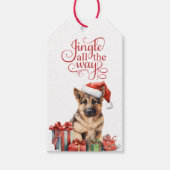 Jingle All The Way Duitse Herder Hond Kerstmis Cadeaulabel (Voorkant)