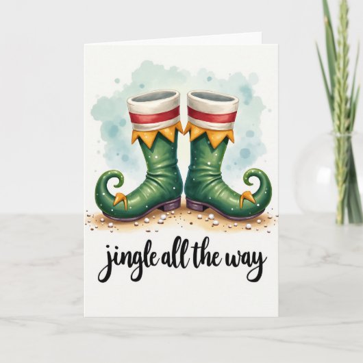 Jingle All The Way Elf Boots Card Kaart (Voorkant)