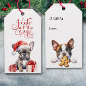 Jingle All The Way Franse Bulldog Kerstmis Cadeaulabel