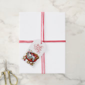 Jingle All the Way Franse Bulldog Santa Sleigh Cadeaulabel (Met Touw)