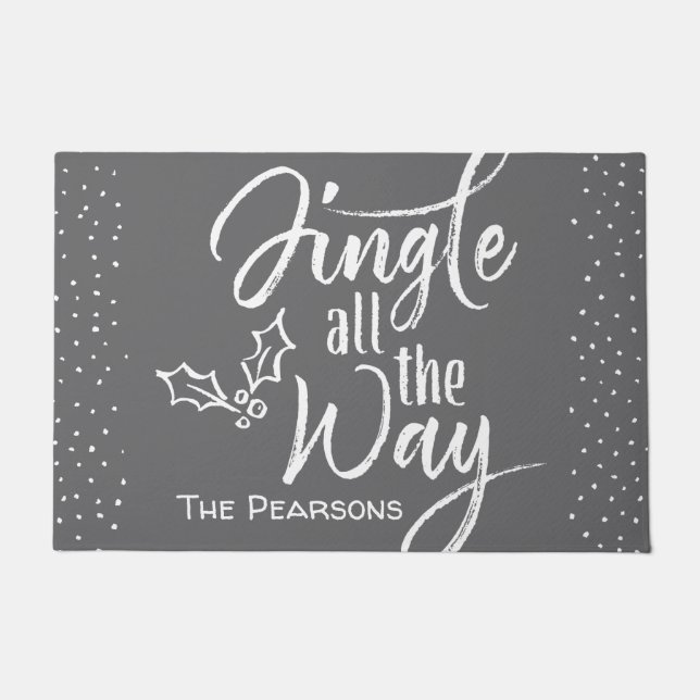 Jingle All The Way - Gepersonaliseerde Kerst Deurmat (Voorkant)