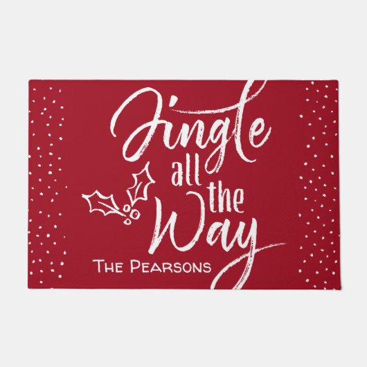 Jingle All The Way - Gepersonaliseerde Kerst Deurmat (Voorkant)