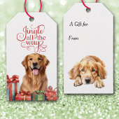 Jingle All The Way Golden Retriever Hond Kerstmis Cadeaulabel