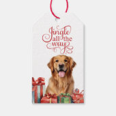 Jingle All The Way Golden Retriever Hond Kerstmis Cadeaulabel (Voorkant)