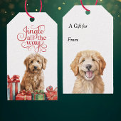 Jingle All The Way Goldendoodle Hond Kerstmis Cadeaulabel