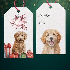 Jingle All The Way Goldendoodle Hond Kerstmis Cadeaulabel