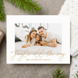 Jingle All The Way Gouden Schrift Foto Feestdagenkaart