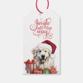 Jingle All the Way Great Pyrenees Dog Christmas Cadeaulabel (Voorkant)