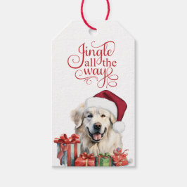 Jingle All the Way Grote Pyreneeën Hond Kerstmis Cadeaulabel