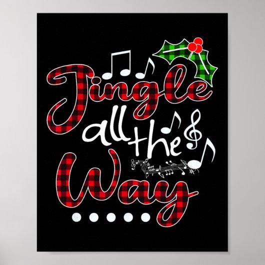 Jingle All The Way Red Buffalo Plaid Christmas  Poster (Voorkant)