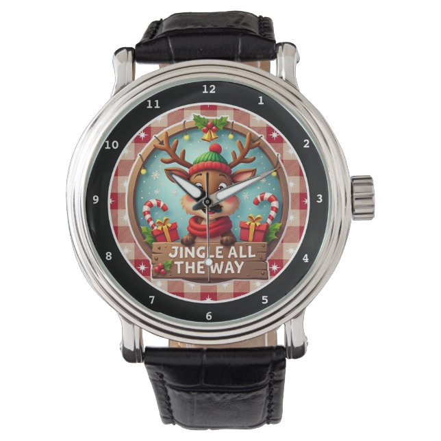 Jingle All The Way Rendier  Horloge (Voorkant)