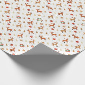 "JINGLE ALL THE WAY" rendieren, kerstbomen, zon Cadeaupapier (Hoek)