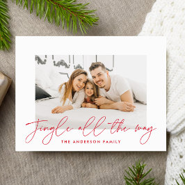 Jingle All The Way Rode Schrift Foto Feestdagenkaart