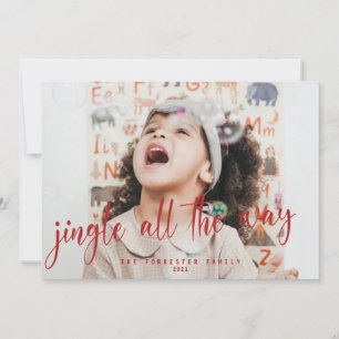 Jingle All The Way Rode Schrift Foto Feestdagenkaart