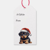 Jingle All The Way Rottweiler Puppy Kerstmis Cadeaulabel (Achterkant)