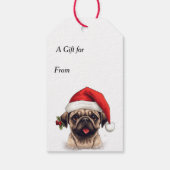 Jingle All The Way Santa Hat Pug Dog Cadeaulabel (Achterkant)
