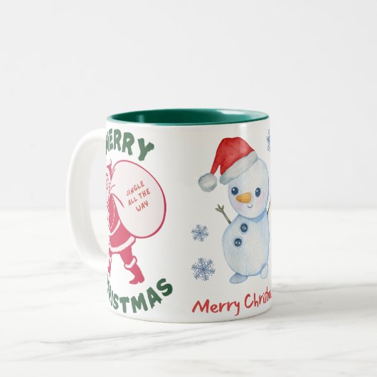 Jingle All The Way Tweekleurige Koffiemok (Voorkant links)