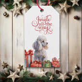 Jingle All The Way White Poodle Kerstmis Cadeaulabel