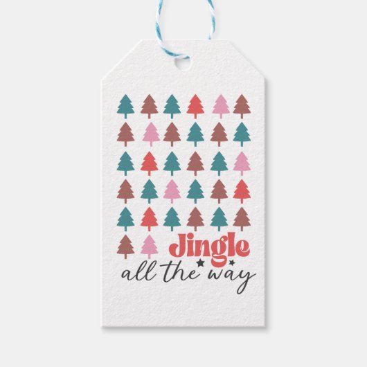 Jingle All-Way boompatroon Cadeaulabel (Voorkant)