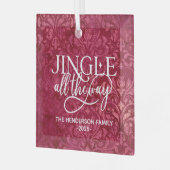Jingle All Way Familienaam Kerstmis Glas Ornament (Voorkant links)