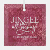 Jingle All Way Familienaam Kerstmis Glas Ornament (Voorkant)