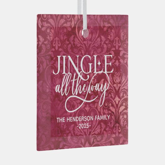 Jingle All Way Familienaam Kerstmis Glas Ornament (Voorkant Rechts)