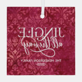 Jingle All Way Familienaam Kerstmis Glas Ornament (Achterkant)