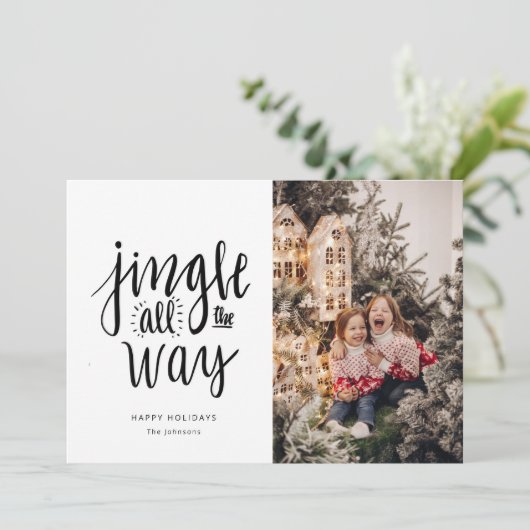 Jingle All Way Fun Holiday Card Feestdagenkaart (Staand voorkant)