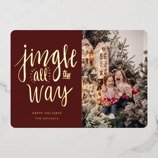 Jingle All Way Fun Holiday Card Folie Feestdagenkaart (Voorkant)