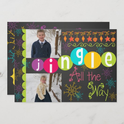 Jingle All Way Holiday Photo Card Feestdagenkaart (Voorkant / Achterkant)