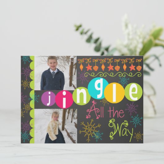 Jingle All Way Holiday Photo Card Feestdagenkaart (Staand voorkant)