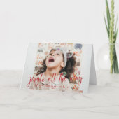 Jingle All Way Red Script 2 Photo Holiday Kaart (Voorkant)