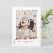 Jingle All Way Red Script 2 Photo Holiday Kaart (Staand voorkant)