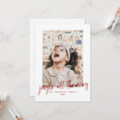 Jingle All Way Red Script 2 Photo Holiday Kaart (Voorkant / Achterkant in situ)