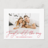 Jingle All Way Red Script Photo Feestdagenkaart (Voorkant)