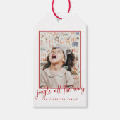 Jingle All Way Red Script Photo Holiday Cadeaulabel (Voorkant)