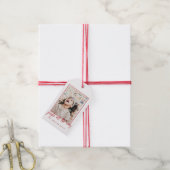 Jingle All Way Red Script Photo Holiday Cadeaulabel (Met Touw)