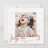 Jingle All Way Red Snowflake 2 Foto Holiday Kaart (Voorkant)