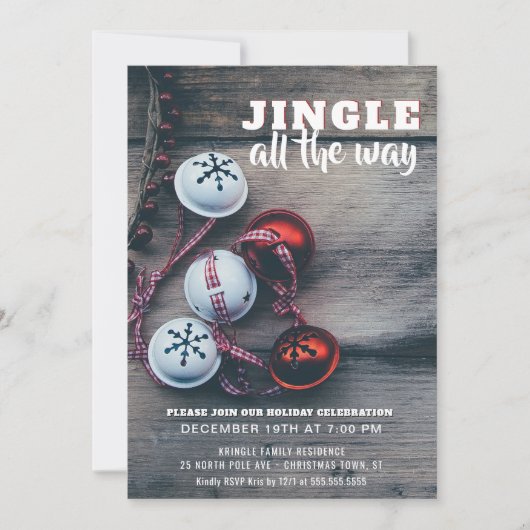 Jingle All Way Rustic Holiday Party Uitnodiging (Voorkant)