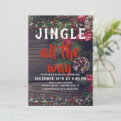 Jingle All Way Rustic Holiday Party Uitnodiging (Staand voorkant)