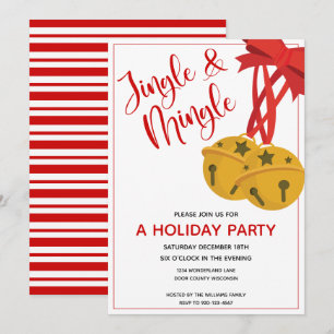 Jingle and Mingle Bells Holiday Party Invitation Kaart