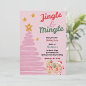 Jingle And Mingle Christmas Party Invitation Kaart (Staand voorkant)