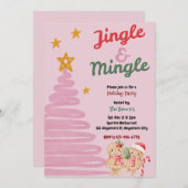 Jingle And Mingle Christmas Party Invitation Kaart (Voorkant / Achterkant)