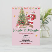 Jingle And Mingle Christmas Party Invitation Kaart (Staand voorkant)