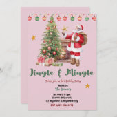 Jingle And Mingle Christmas Party Invitation Kaart (Voorkant / Achterkant)
